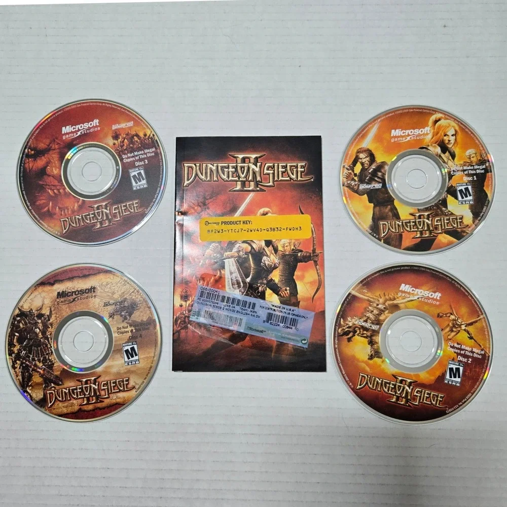 Dungeon Siege II PC CD ROM 2005 Microsoft 4 Discs Manual Product Key Vintage RPG